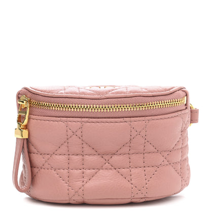 Christian Dior Supple Calfskin Cannage Caro Half-Moon Coin Purse Dark Nude 1 of 7