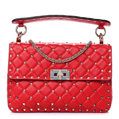 Valentino Garavani Lambskin Medium Rockstud Spike Shoulder Bag Red 1 of 10