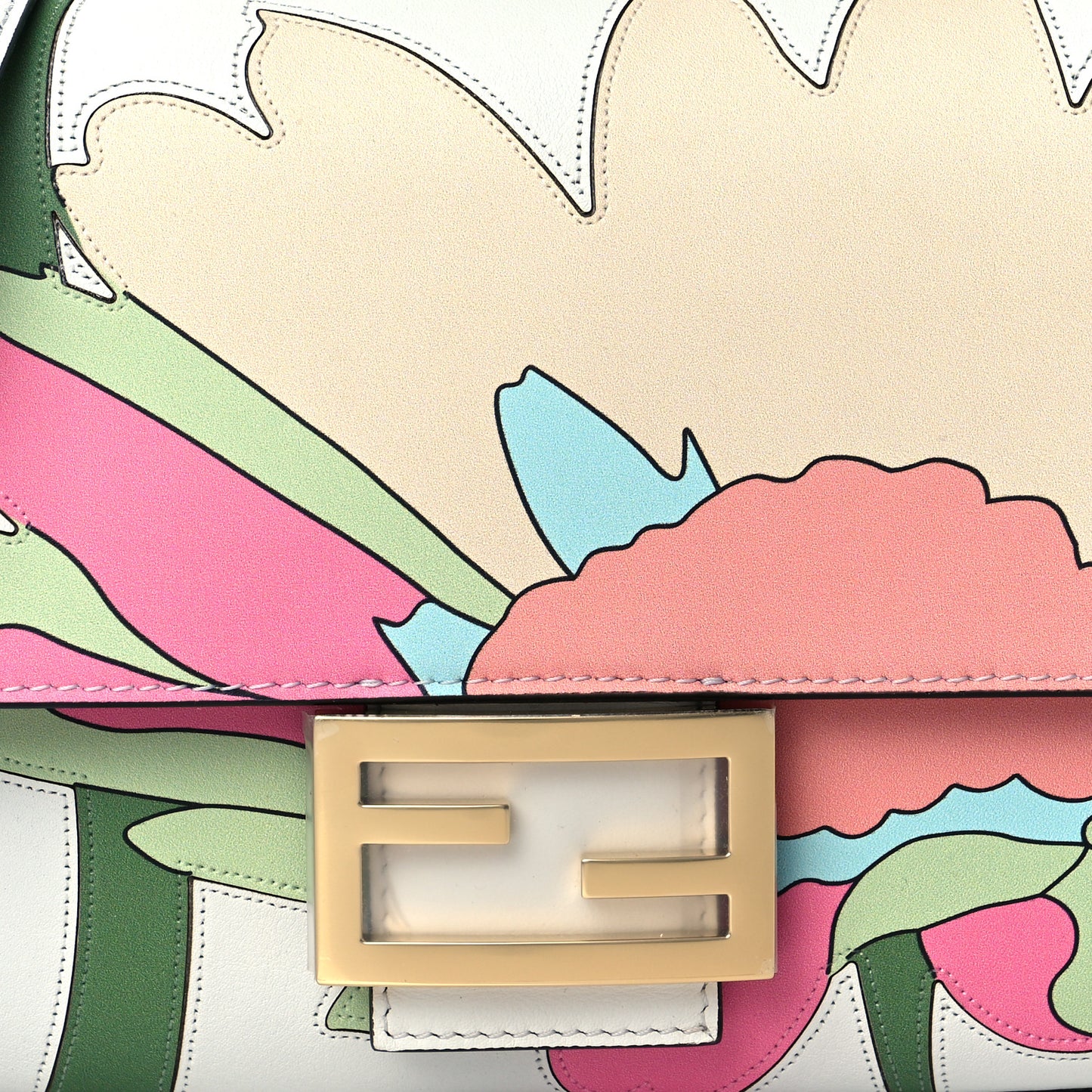 Vitello Seta Daisy Inlay Baguette White Ice Multicolor