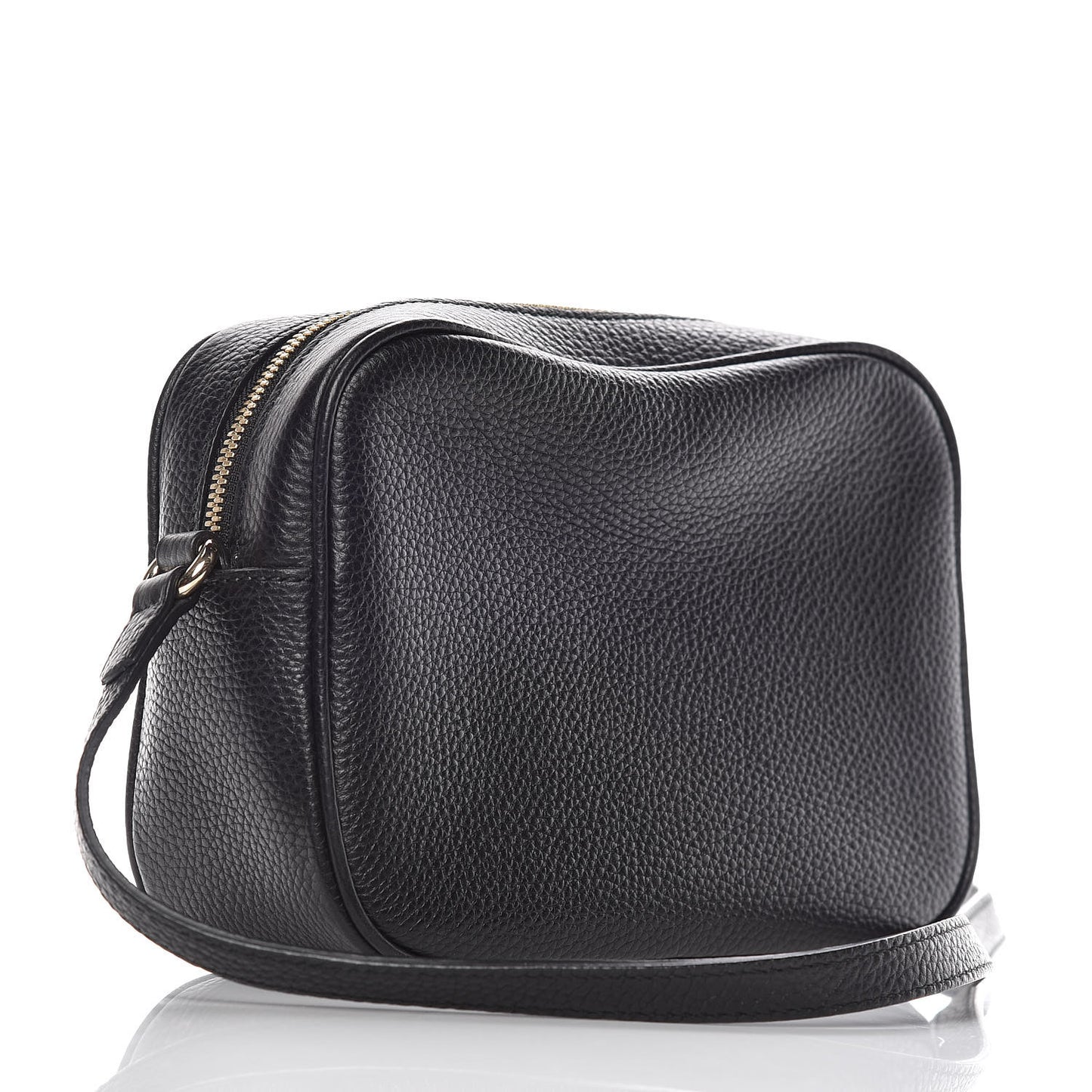 Pebbled Calfskin Small Soho Disco Bag Black