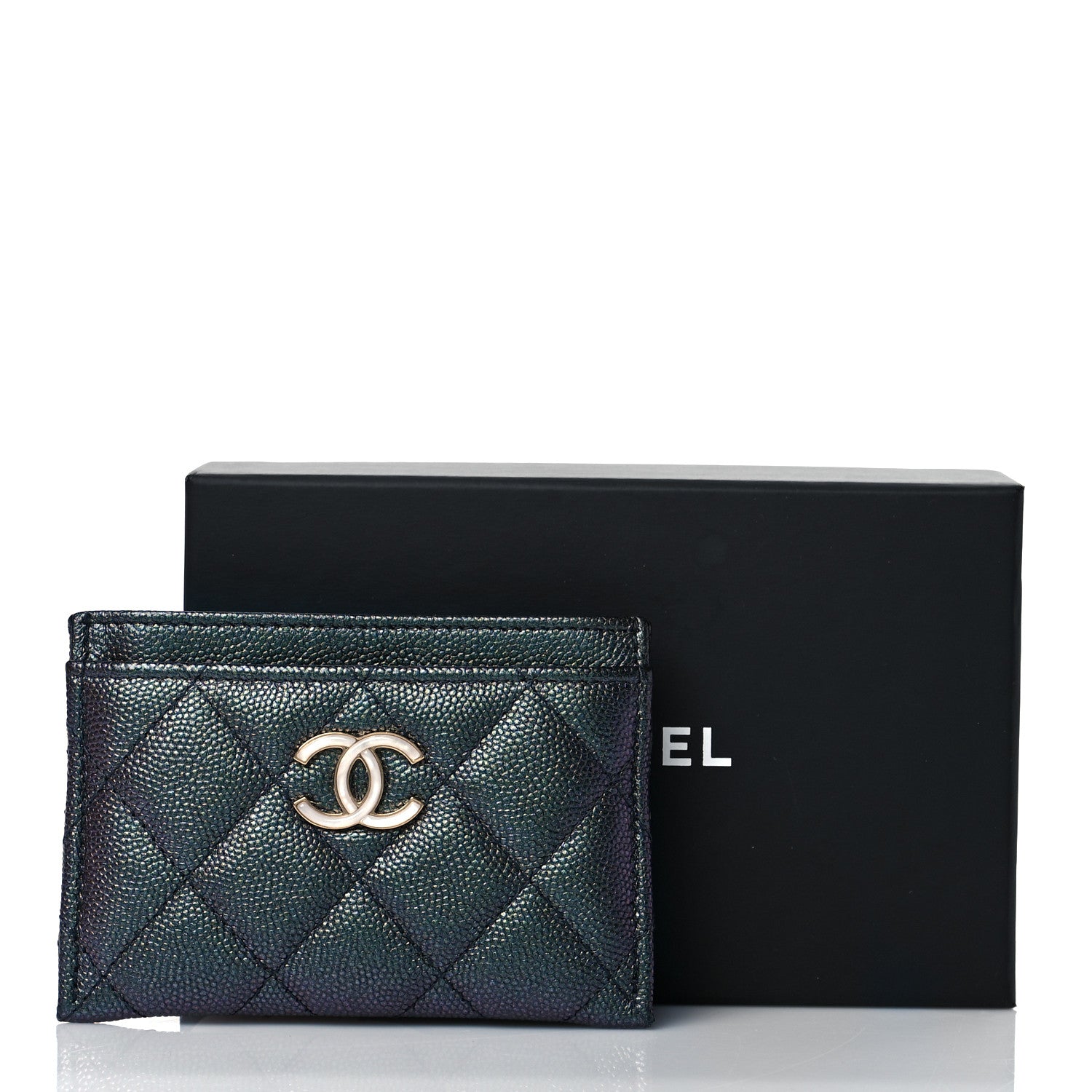 Chanel Iridescent Caviar Quilted Card Holder Black 10 of 10