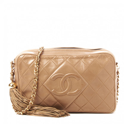 Chanel Lambskin Quilted Tassel Camera Case Beige 1 of 9