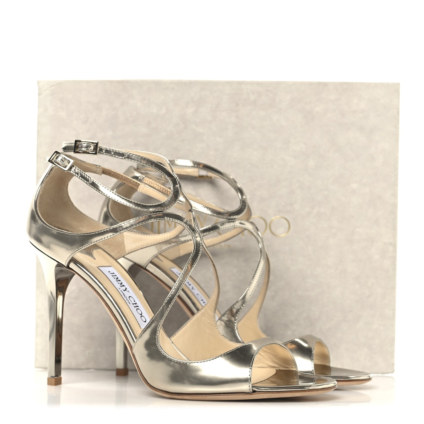 Mirror Calfskin Lang Sandals 41 Gold