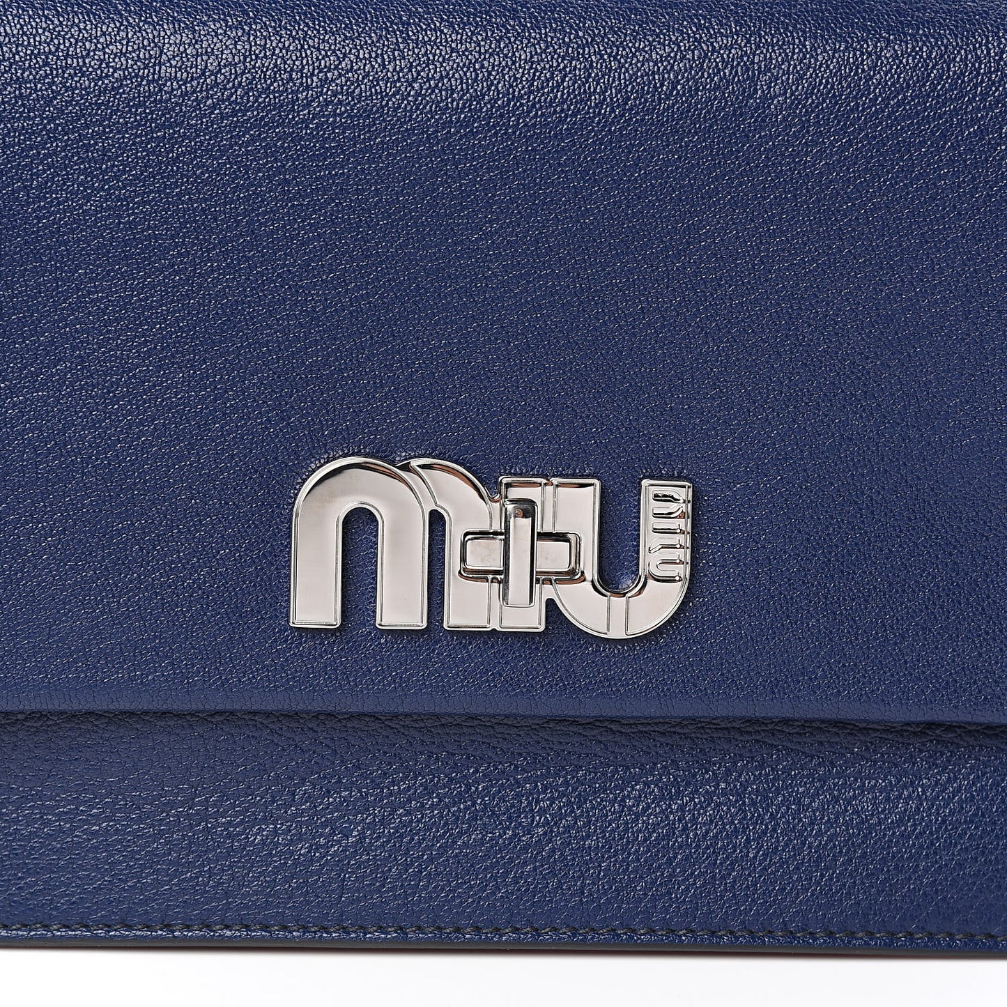 Goatskin Madras Miu Logo Shoulder Bag Inchiostro Bruyere