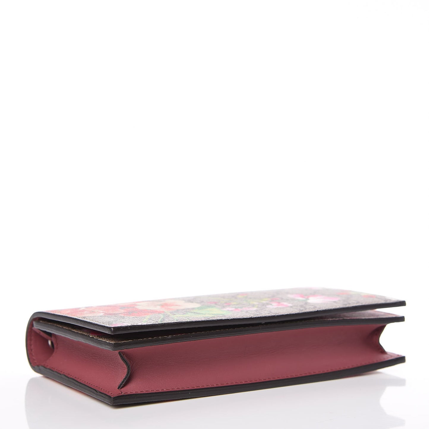 GG Supreme Monogram Blooms Chain Wallet Beige Multicolor Dry Rose
