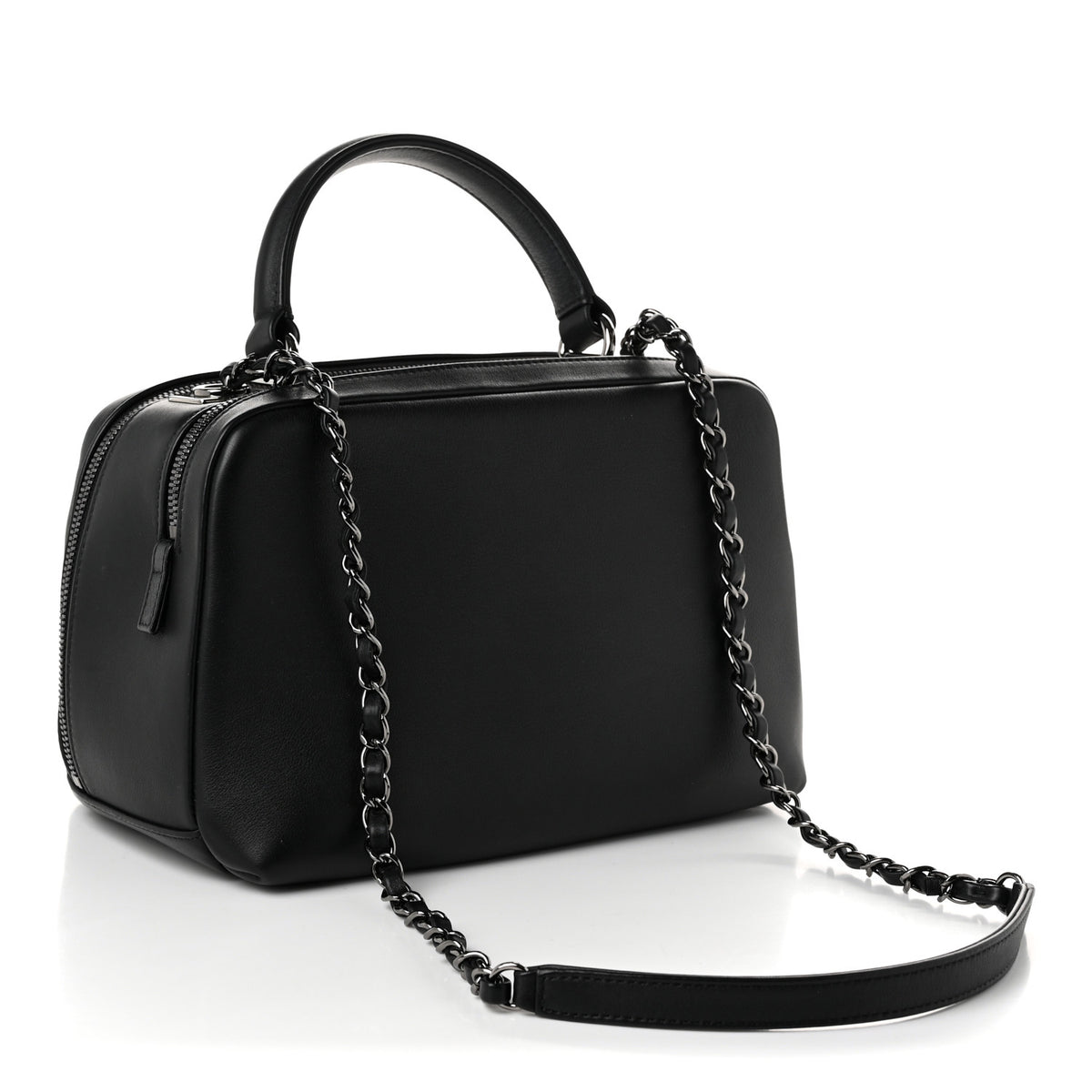 Calfskin Small Trendy CC Bowling Bag Black