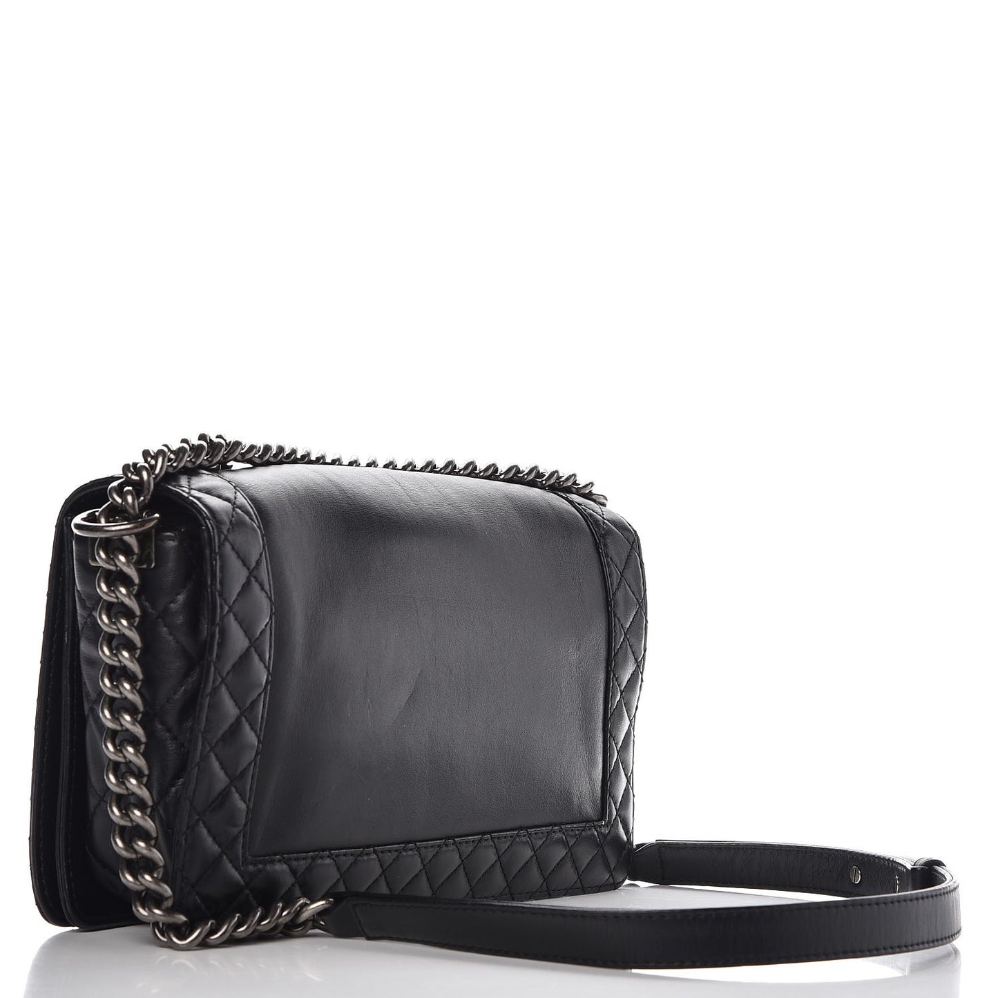 Calfskin Enchained New Medium Boy Flap Black