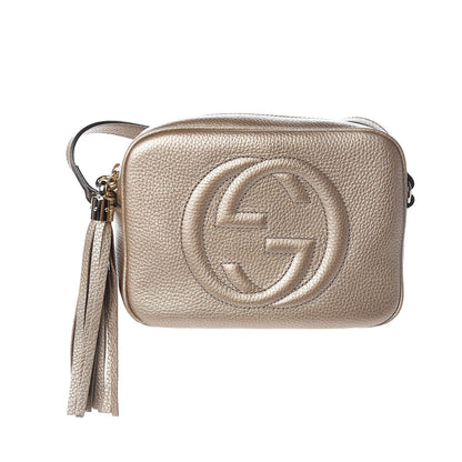 Gucci Metallic Pebbled Calfskin Small Soho Disco Bag Golden Beige 1 of 10