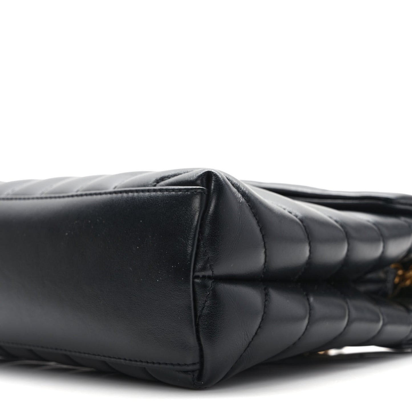 Calfskin Y Quilted Monogram Small Loulou Chain Satchel Black