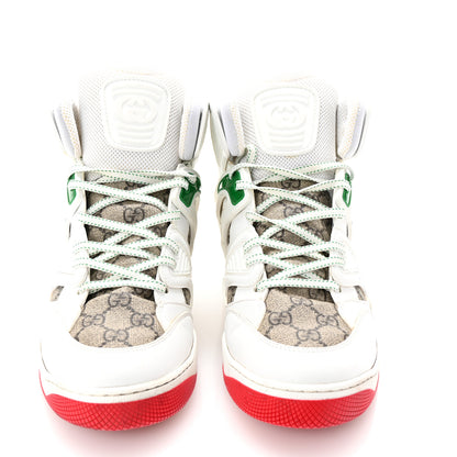 Gucci Demetra GG Supreme Monogram Mens Basket High Top Sneakers 8.5 Great White Beige Ebony 3 of 10