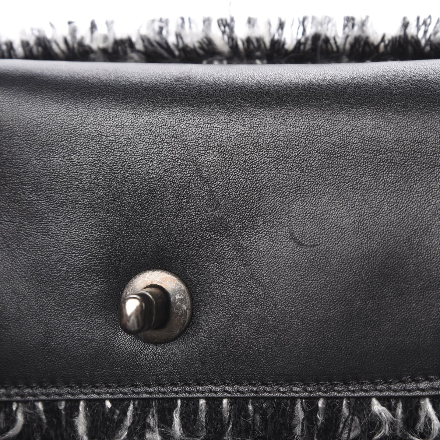 Tweed Calfskin Tweedy Shopping Tote Black