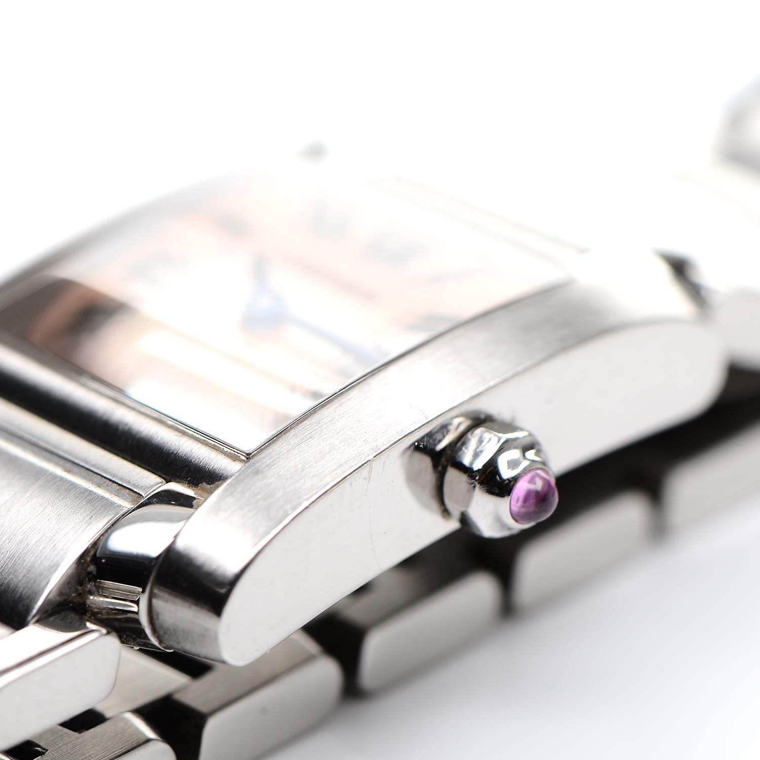 Cartier Stainless Steel Pink Mother of Pearl 20mm Tank Francaise Quartz Watch 9 of 9