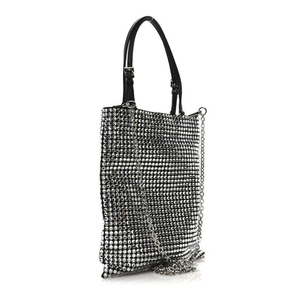 Prada Satin Crystal Metal Triangle Logo Chain Crossbody Handbag Cristal 3 of 10