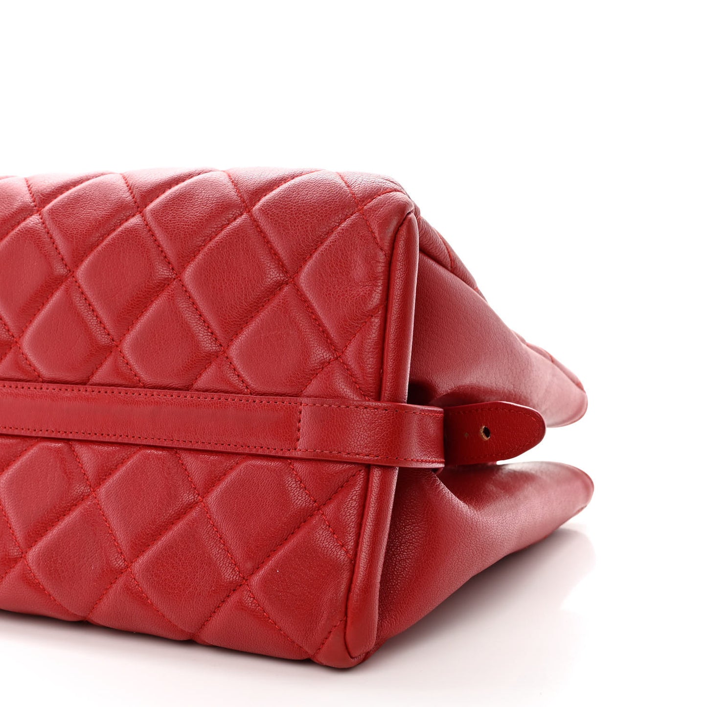 Metallic Goatskin Quilted Large City Rock Shopping Bag Red