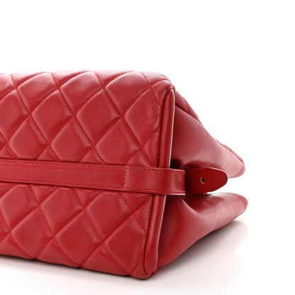 Chanel Metallic Goatskin Quilted Large City Rock Shopping Bag Red 10 of 11