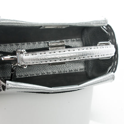 Fendi Cuoio Romano Lux Selleria Mini Peekaboo Iconic Satchel Argento 6 of 8