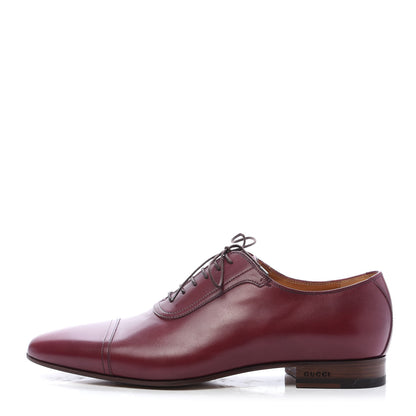 Gucci Calfskin Mens Lace Up Captoe Loafers 8 Strong Red 1 of 9