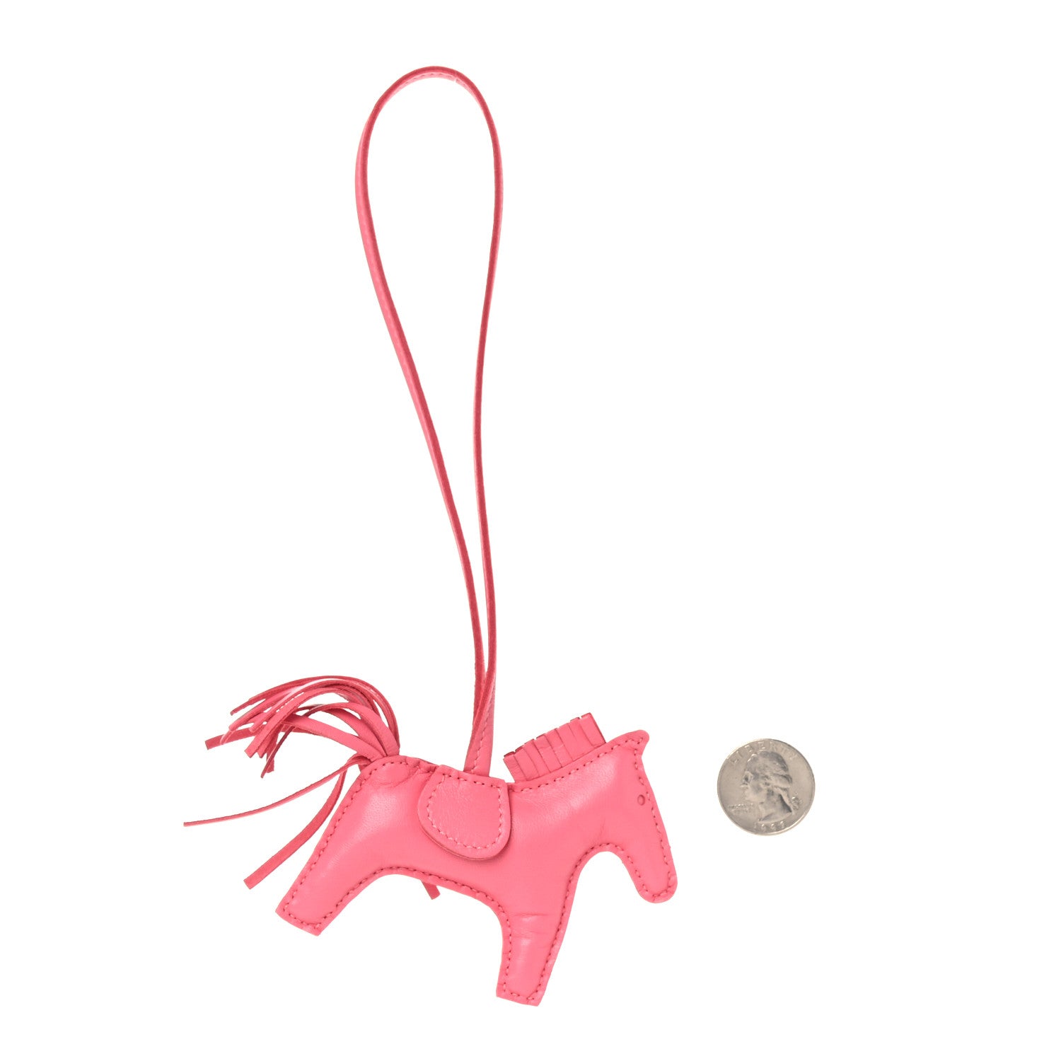 Hermes Milo Lambskin Grigri Rodeo Horse Bag Charm PM Rose Azalee 2 of 5