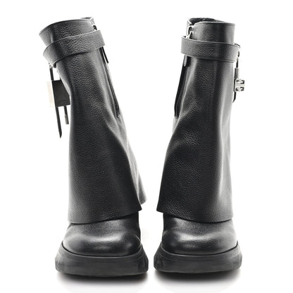Givenchy Grained Calfskin Shark Lock Biker Ankle Boots 38 Black 3 of 10