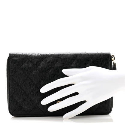 Chanel Caviar Quilted Large Zip Around Organizer Wallet Black 2 of 10
