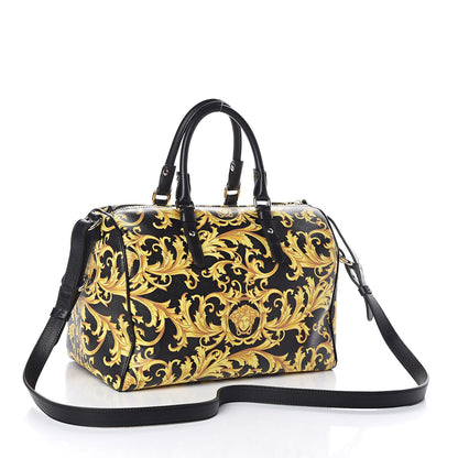 Versace Calfskin PVC Barocco Printed Bowler Black Gold 3 of 9