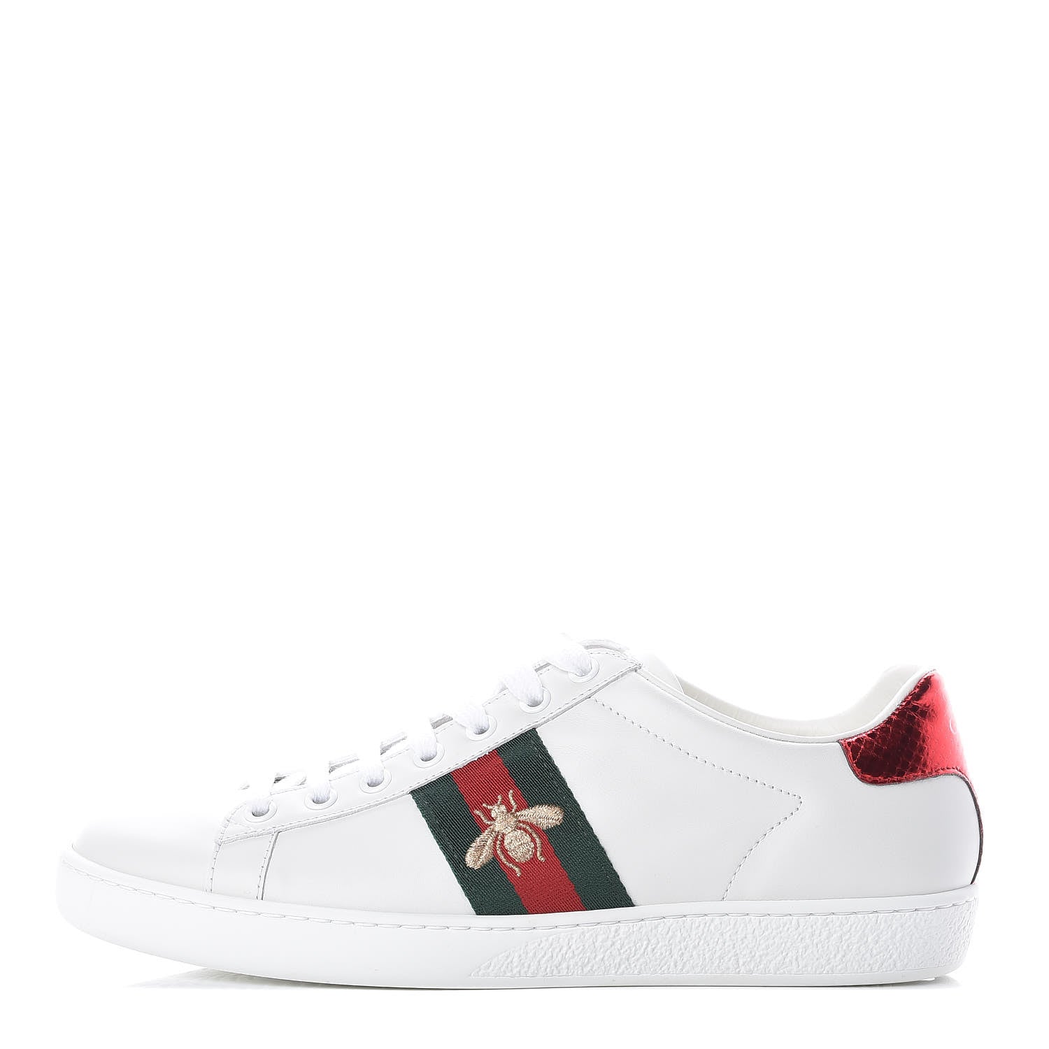 Gucci Calfskin Ayers Bee Embroidered Womens Ace Sneakers 38 White Green 1 of 9