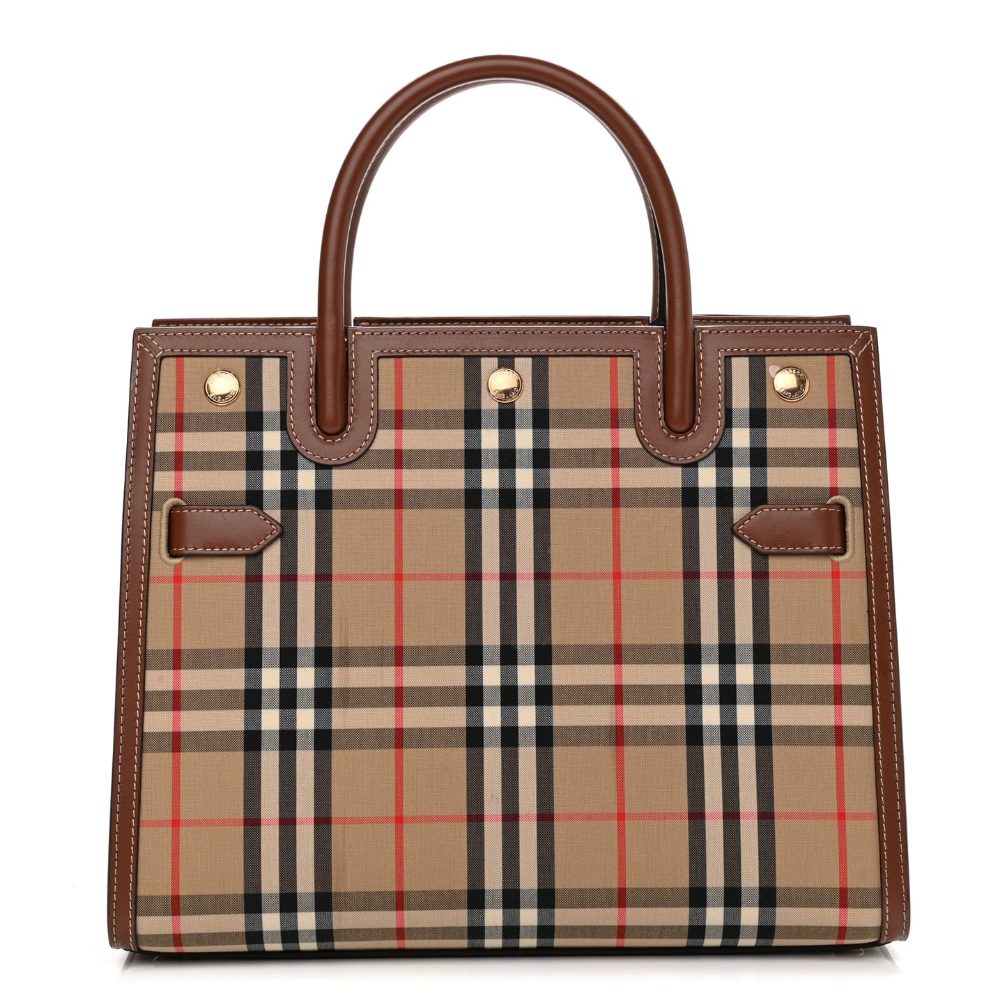 Calfskin Vintage Check Two Handle Title Bag Archive Beige