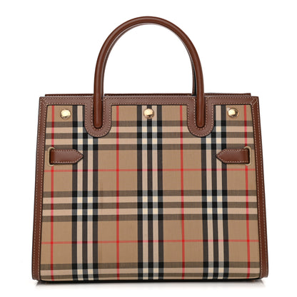 Burberry Calfskin Vintage Check Two Handle Title Bag Archive Beige 1 of 12