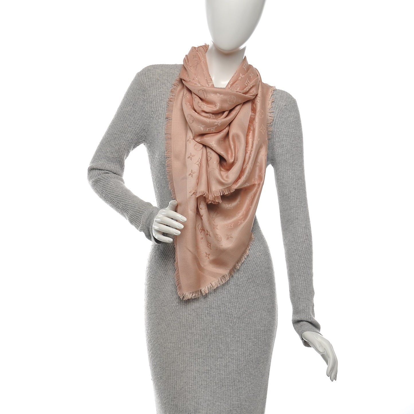 Silk Wool Monogram Shawl Natural