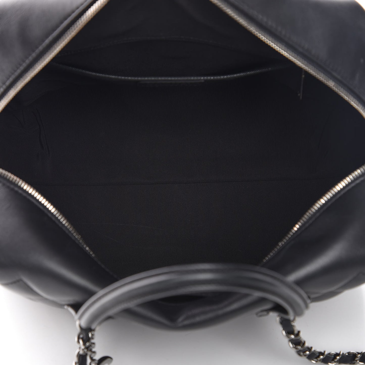 Calfskin Quilted Feather Weight Bowling Bag Black