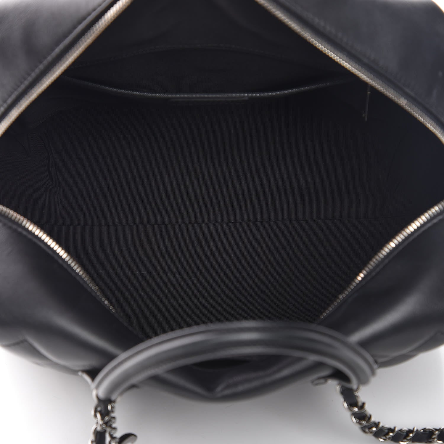 Chanel Calfskin Quilted Feather Weight Bowling Bag Black 8 of 10