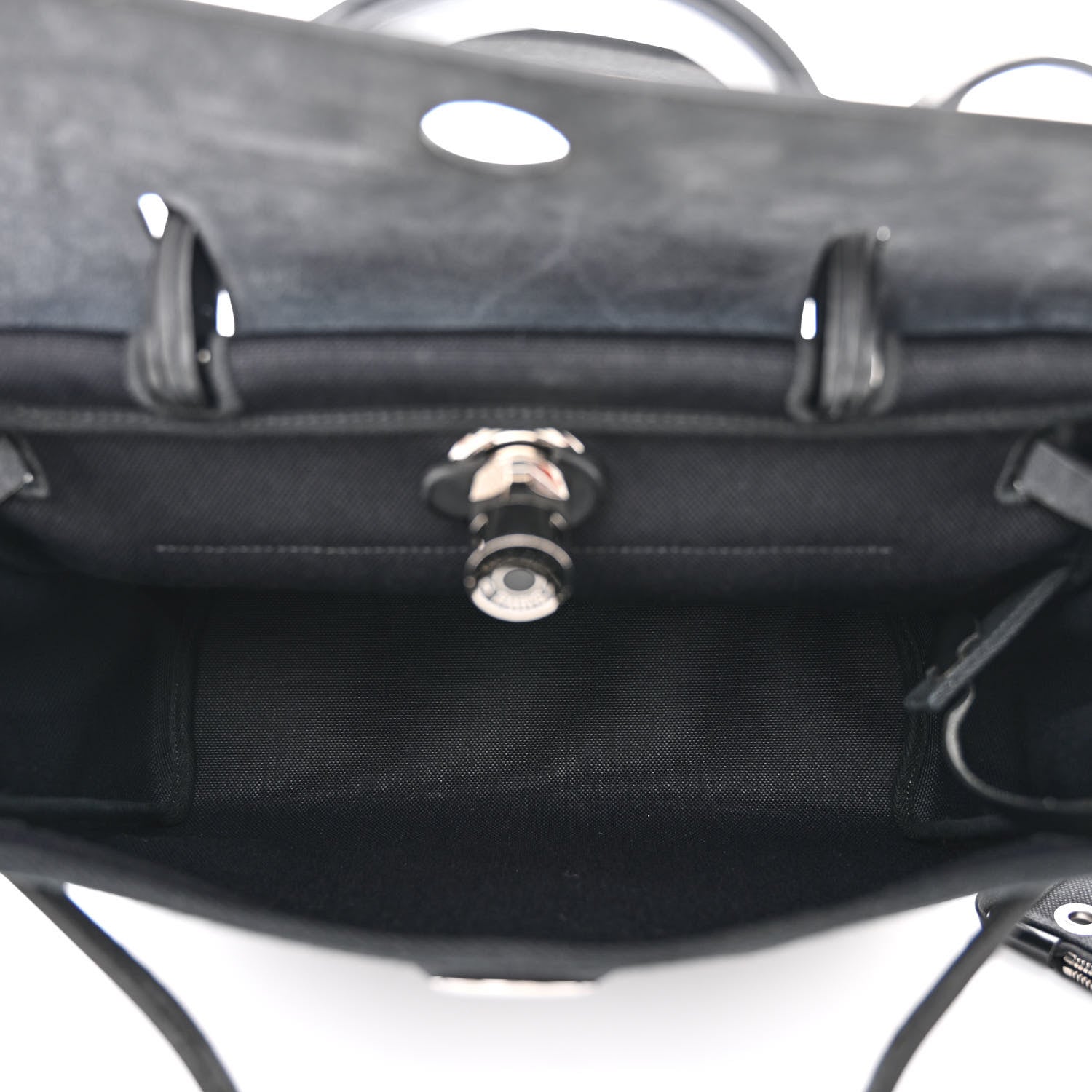 Hermes Military Toile Vache Hunter Laque Herbag Zip Retourne 31 PM Black 6 of 13