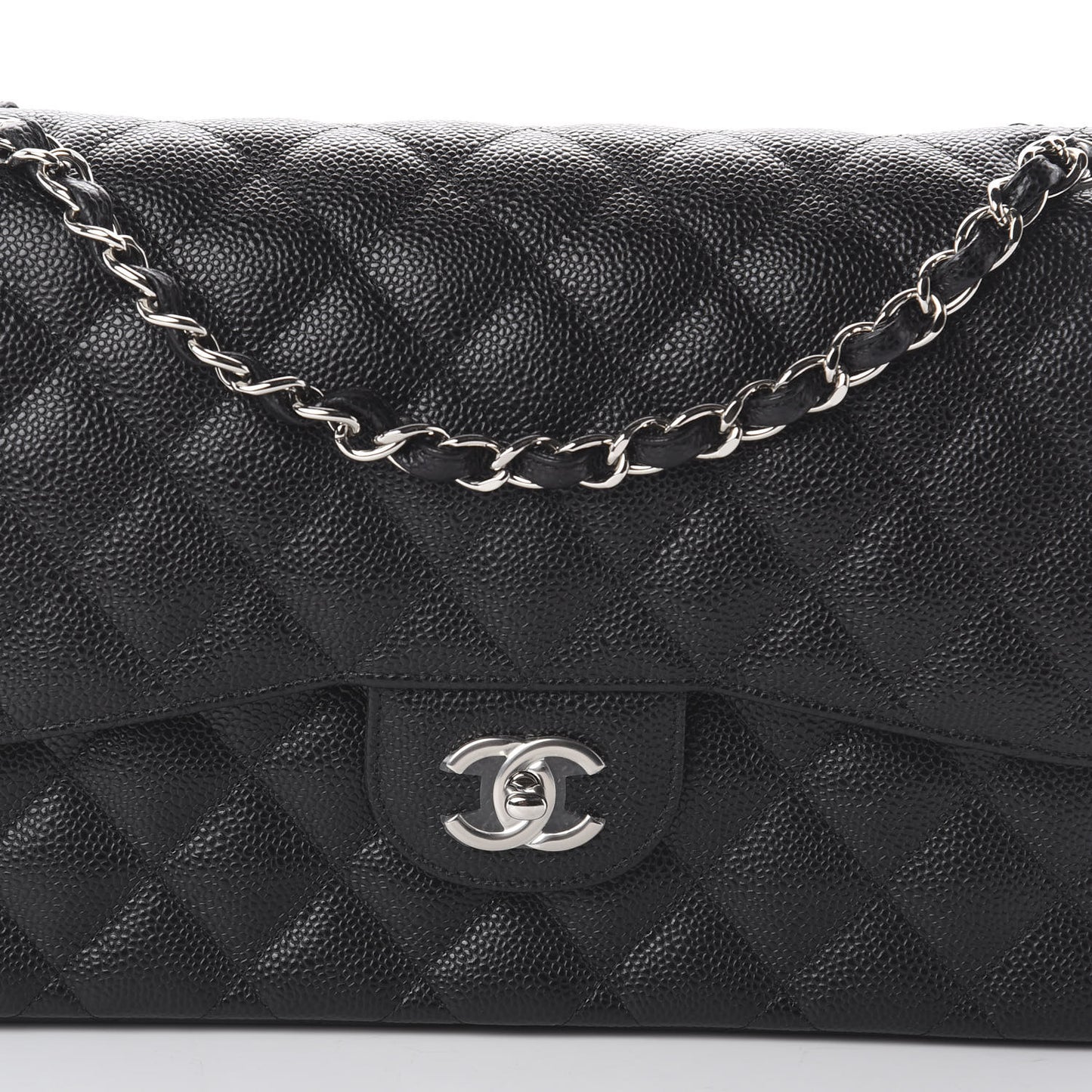 Caviar Quilted Jumbo Double Flap Black