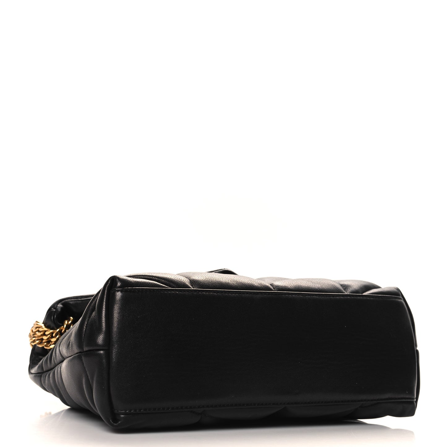Lambskin Quilted Small Loulou Puffer Monogram Chain Satchel Black