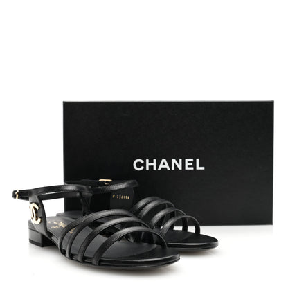 Chanel Lambskin CC Flat Sandals 36 Black 9 of 9