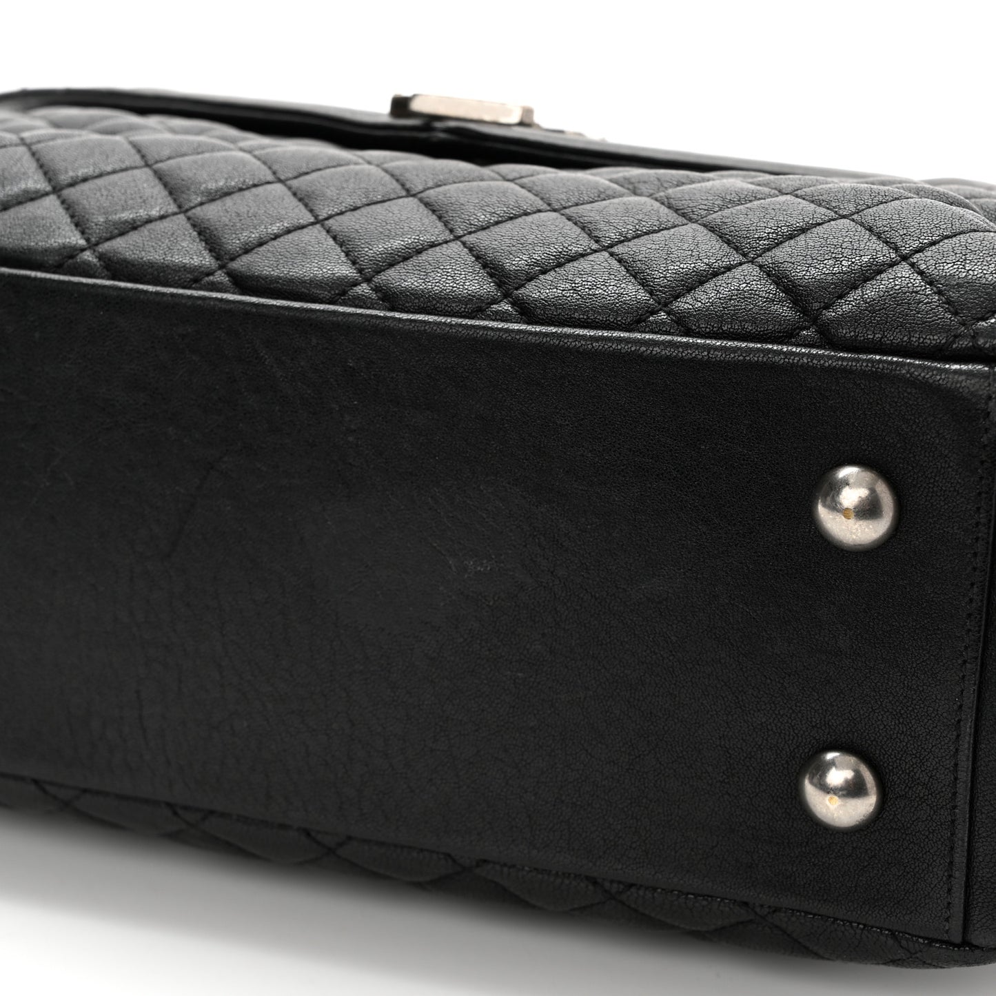 Sheepskin Tri-quilt Monogram Large College Satchel Black
