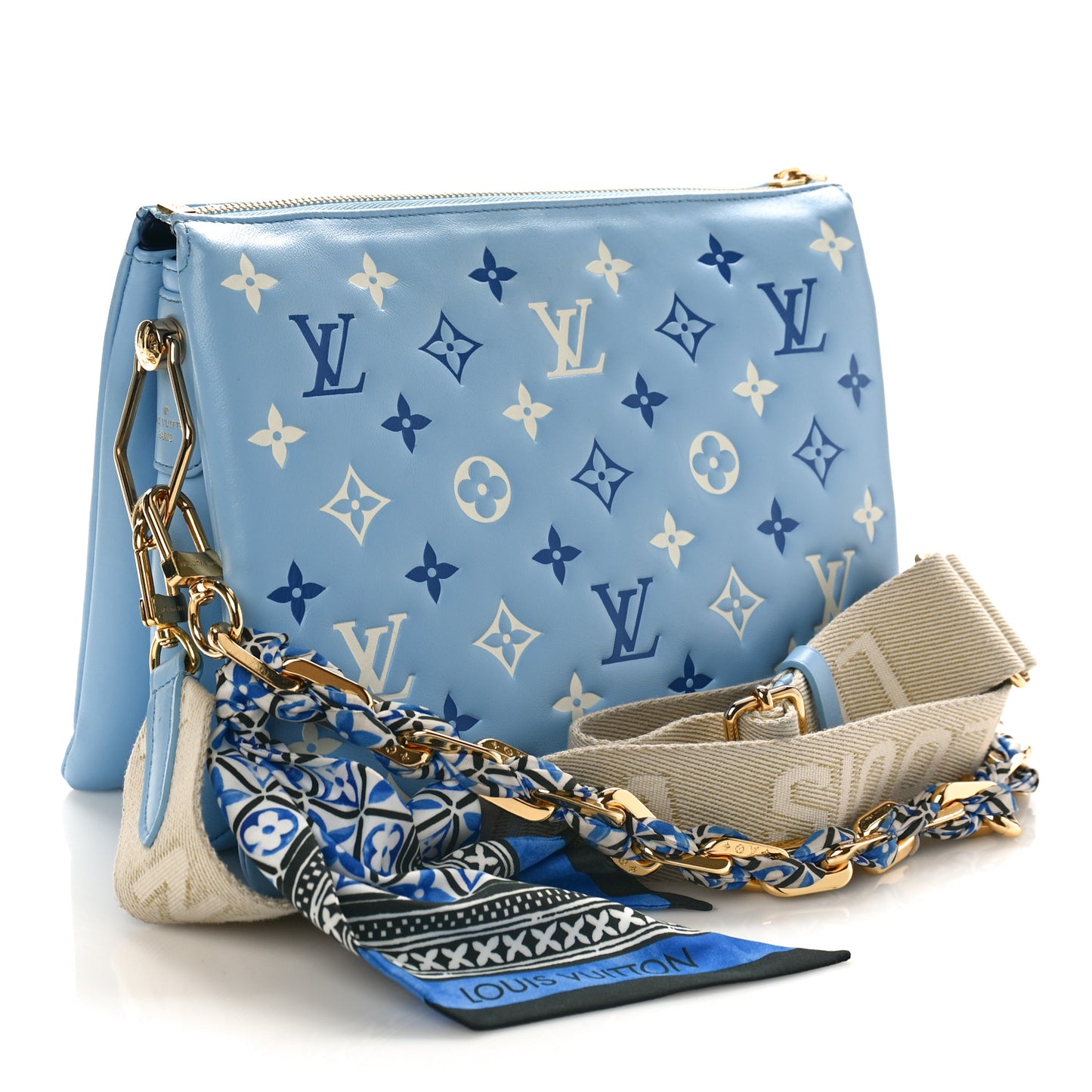 Lambskin Embossed Monogram Tricolor By The Pool Coussin BB Blue