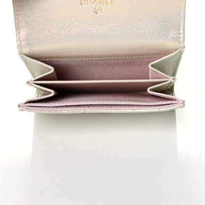 Chanel Iridescent Lambskin Quilted Flap Card Holder Wallet Ivory 4 of 5