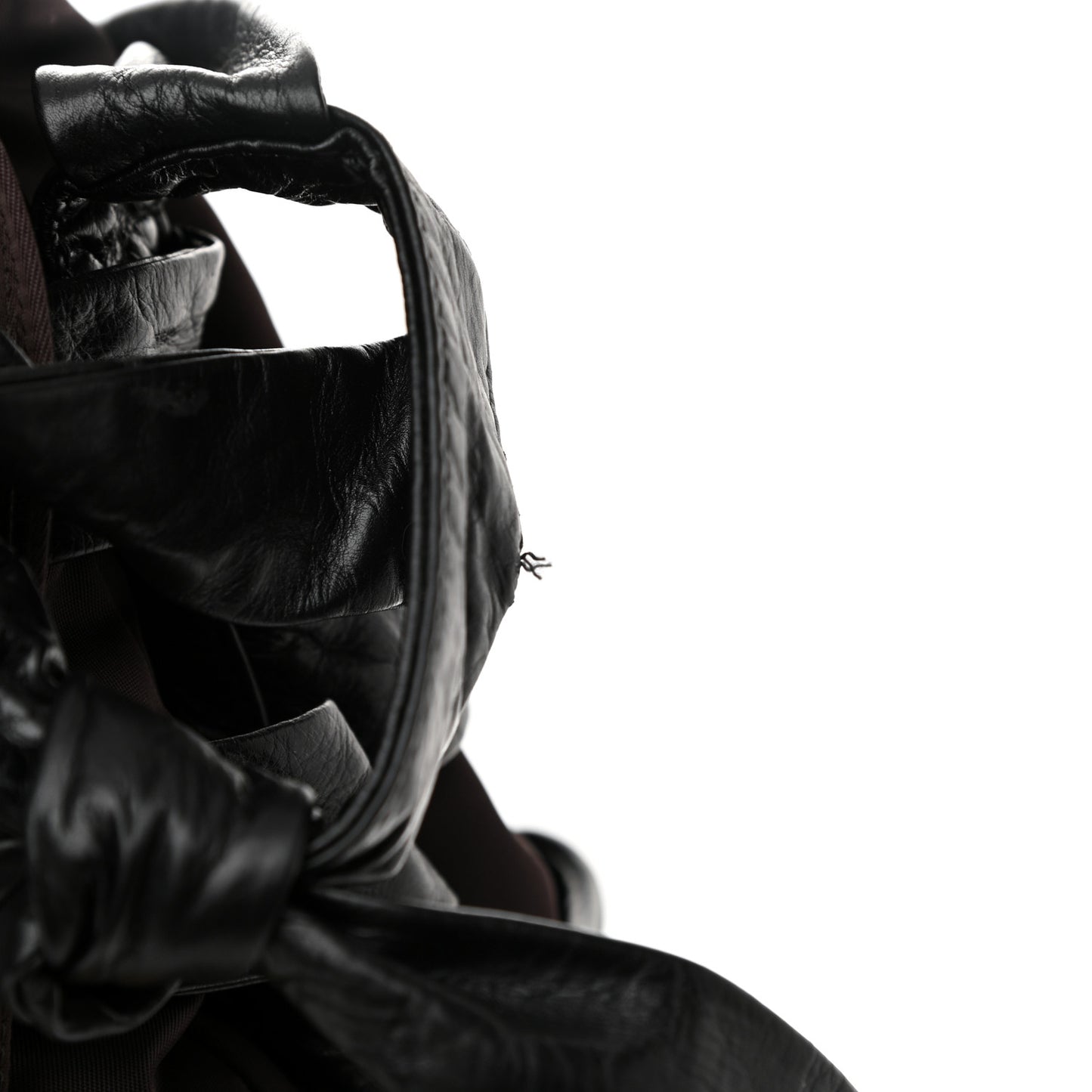 Calfskin Nylon Tape Bucket Bag Black