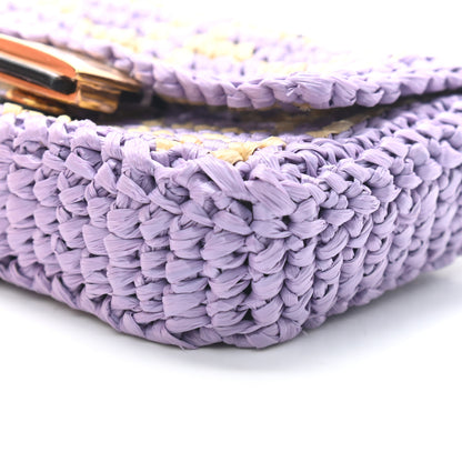 Fendi Raffia Vitello Seta FF Woven Nano Baguette Charm Anemone Natural 9 of 9