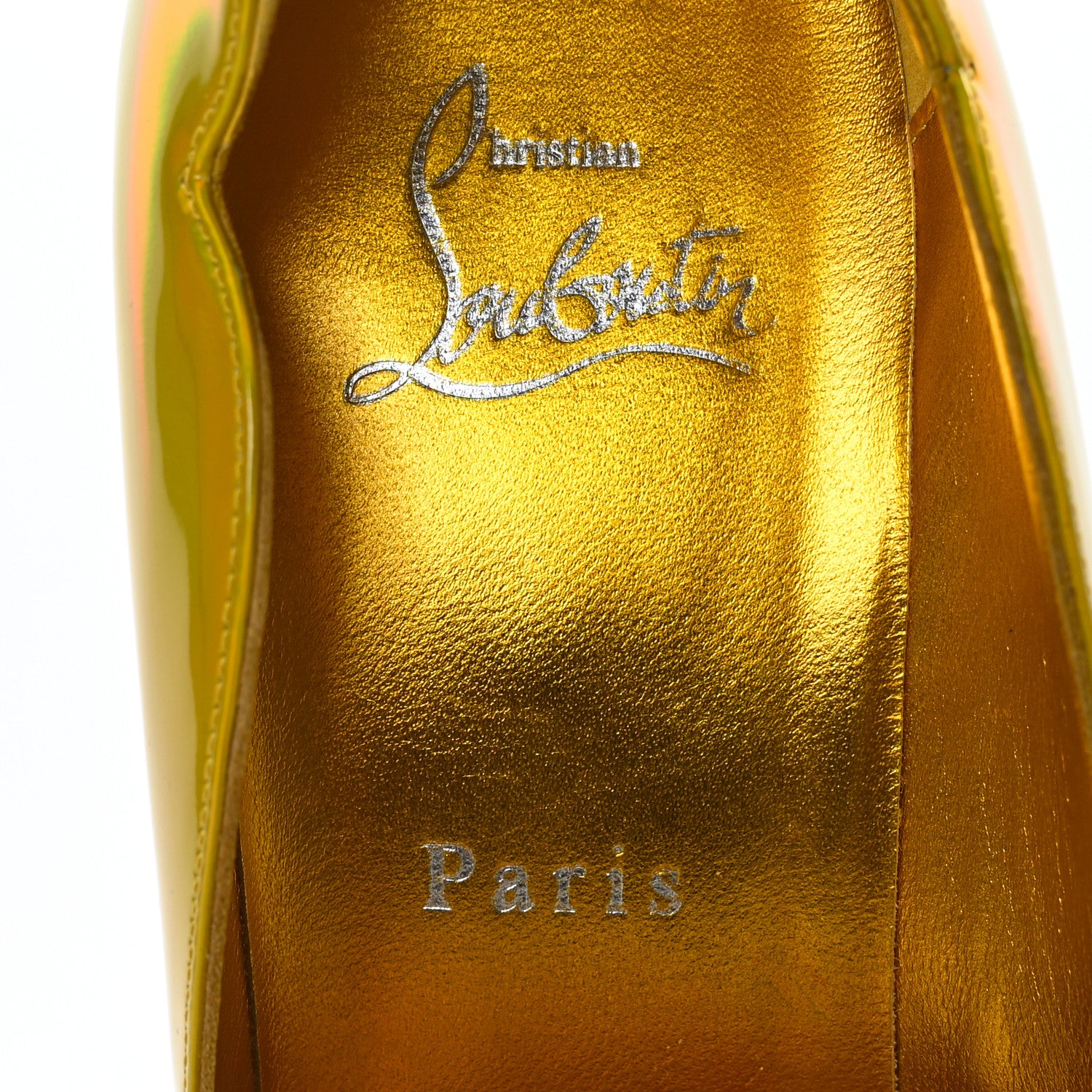 Christian Louboutin Metallic Patent Psychic Hot Chick 100 Pumps 38.5 Yellow 6 of 7