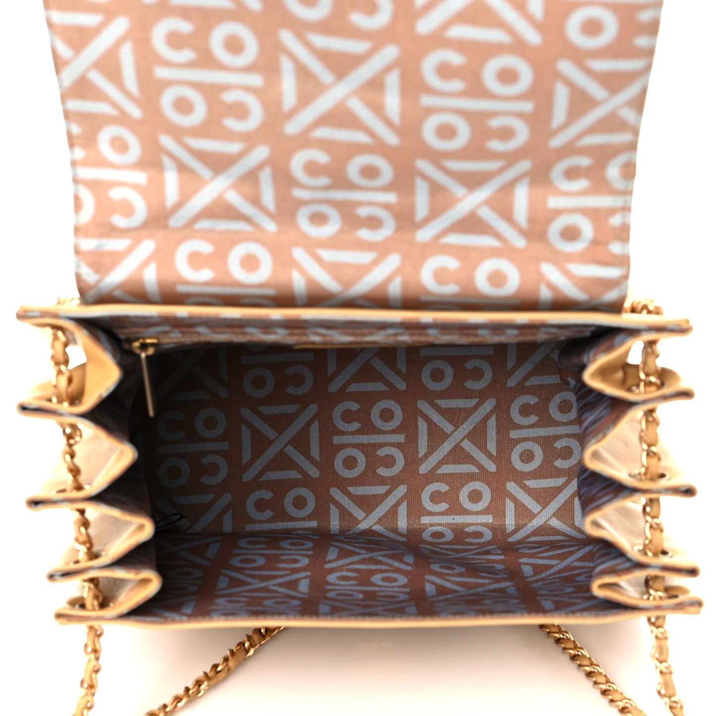 Lambskin Chocolate Bar Accordion Flap Beige