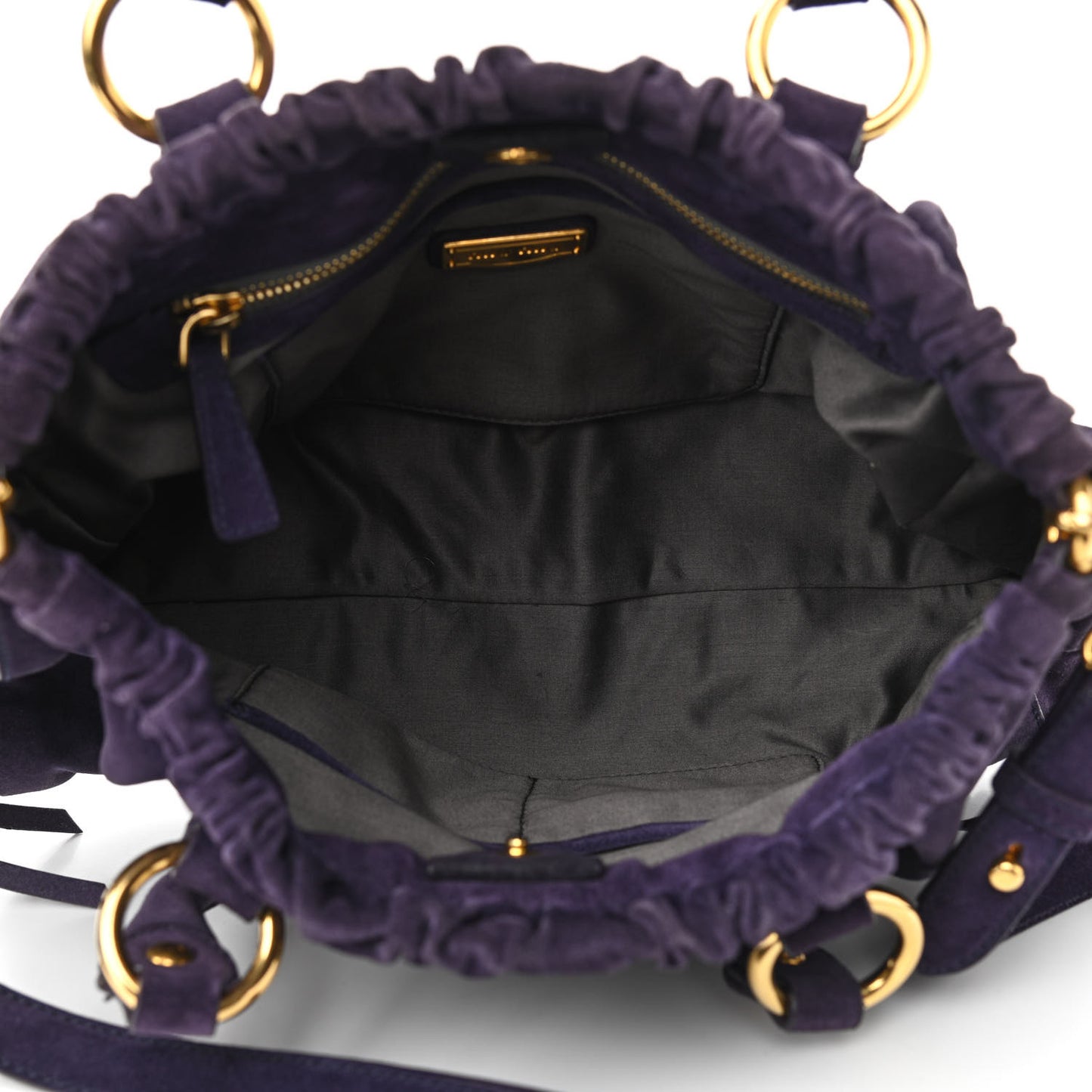 Suede Top Handle Satchel Purple