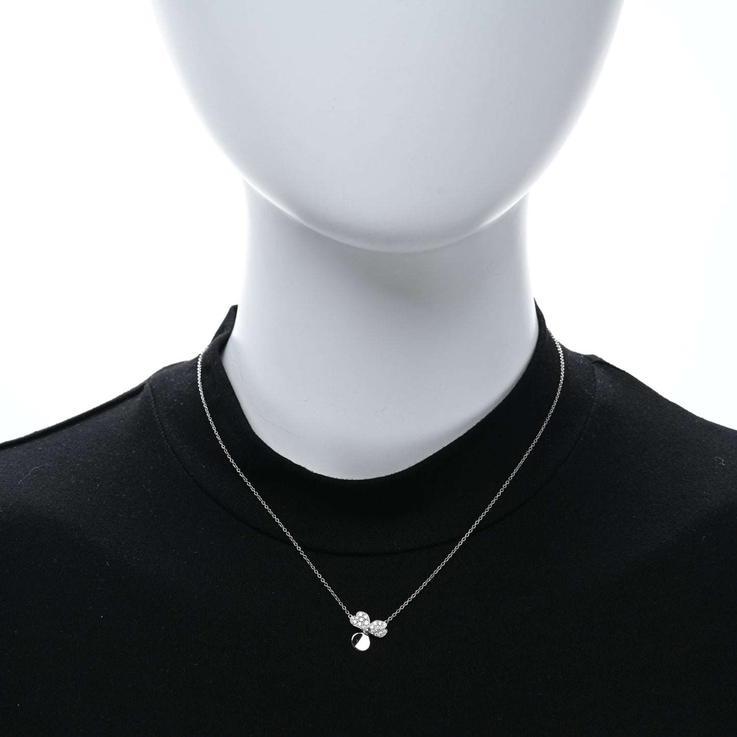 Platinum Diamond .17ctw Small Paper Flowers Pendant Necklace
