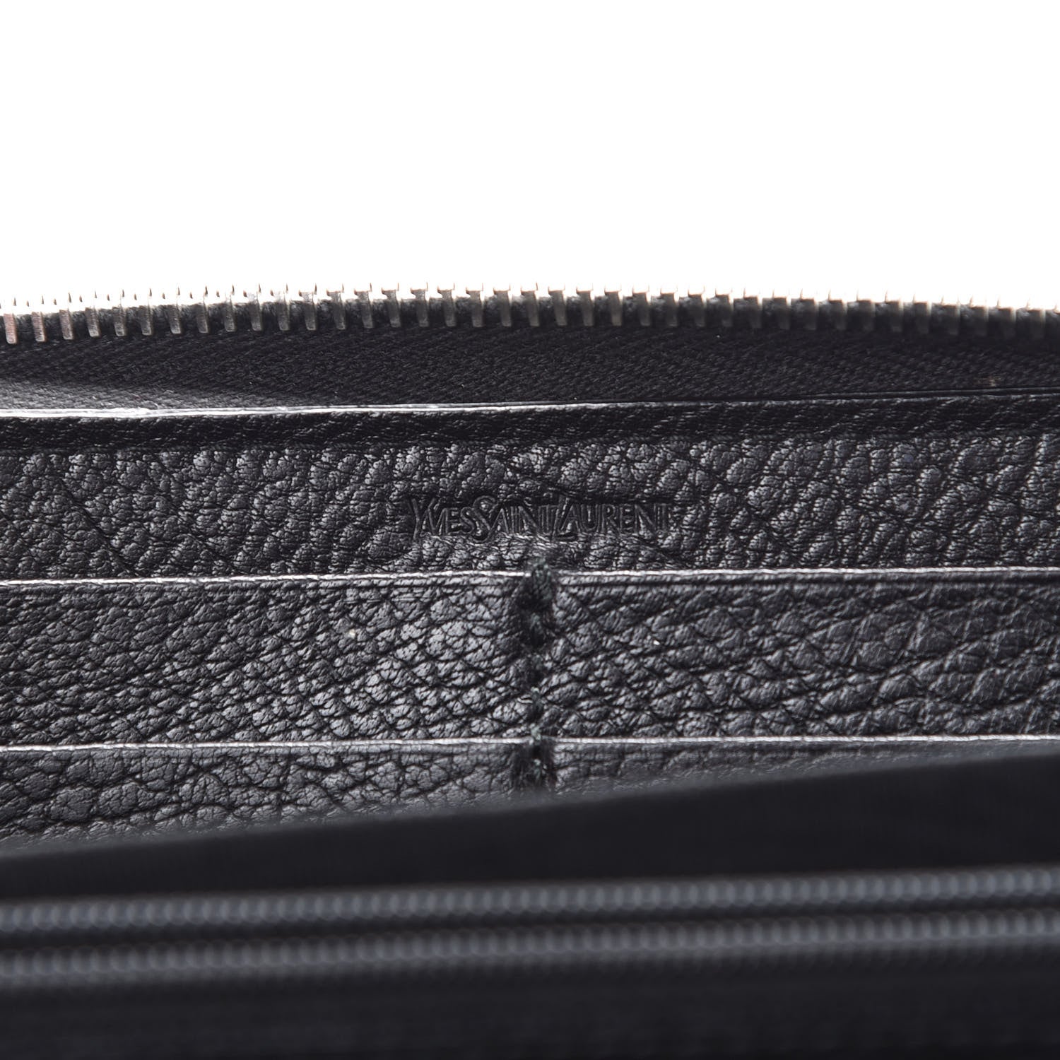 Saint Laurent Calfskin Studded Belle de Jour Zip Around Wallet Black 5 of 8