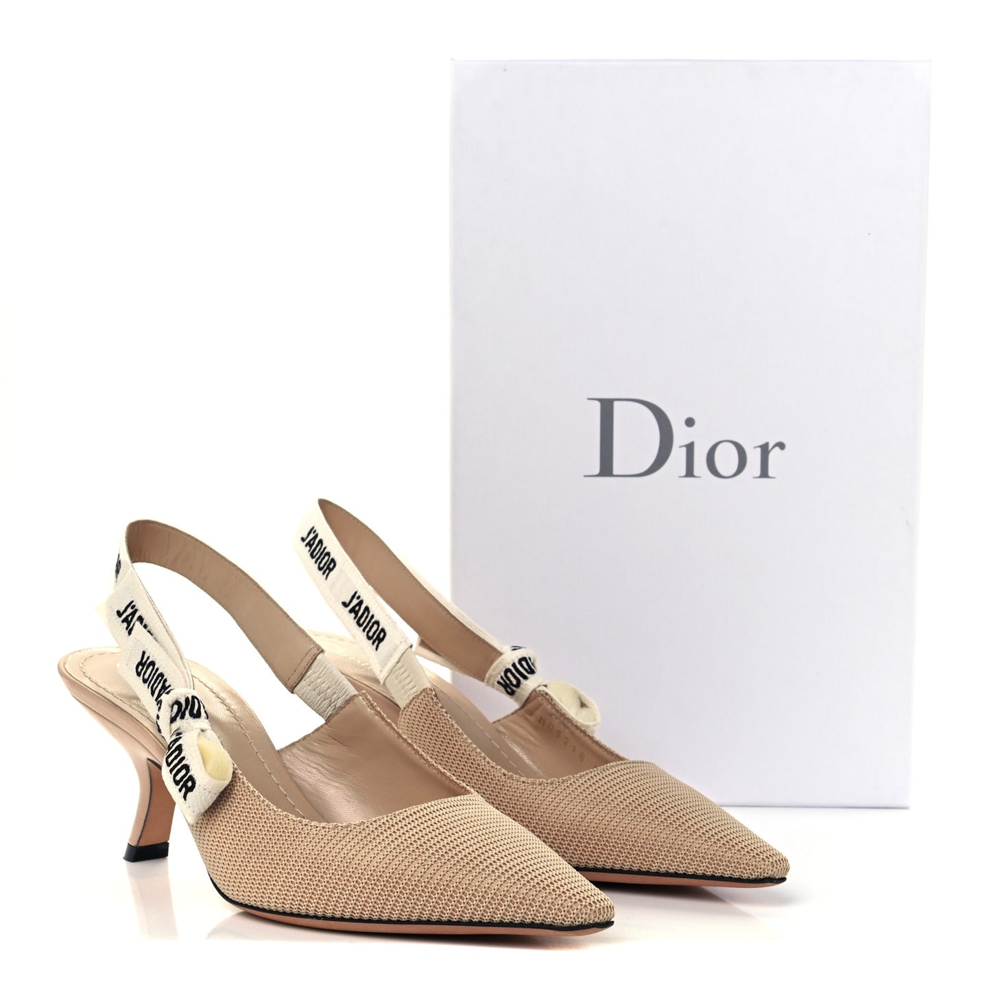 Technical Canvas Ribbon J Adior Slingback 65mm Pumps 36.5 Powder Nude