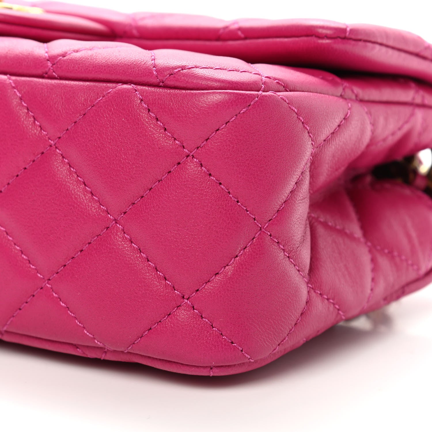 Chanel Lambskin Quilted Mini Rectangular Pearl Crush Flap Fuchsia 10 of 11