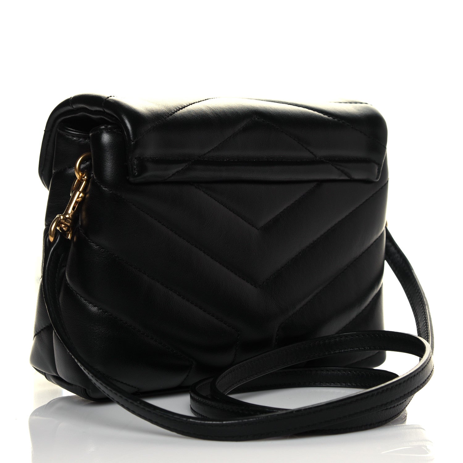 Saint Laurent Calfskin Y Quilted Monogram Toy Loulou Crossbody Bag Black 2 of 4