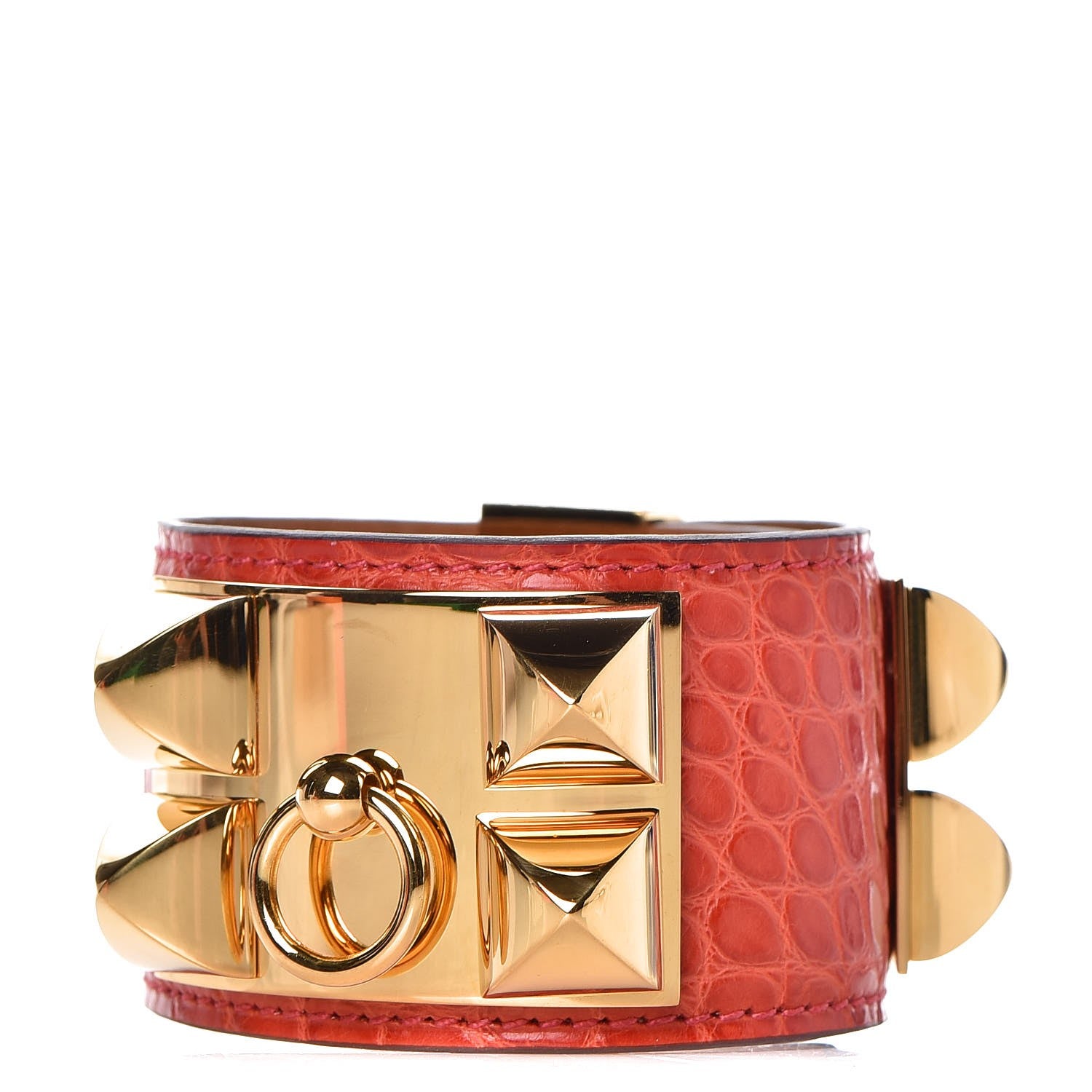 Hermes Shiny Alligator Collier De Chien CDC Bracelet S Bougainvillea 1 of 8