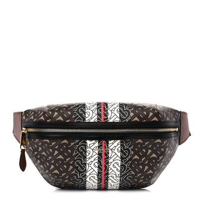 Burberry E-Canvas Monogram Stripe Medium Sonny Bum Bag Bridle Brown 1 of 10